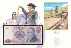 Chile 1983. 100P felbélyegzett borítékban, bélyegzéssel T:I Chile 1983. 100 Pesos in envelope with stamp and cancellation C:UNC
