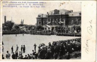1902 Ruse, Rousse, Russe, Roustchouk, Rustschuk; La Parade du 6. Sept. 1894. / military parade, flags (fl)