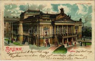 1900 Brno, Brünn; Theater / theatre. Druck E.A. Schwerdtfeger & Co. No. 558. Meteor hold to light litho (fl)