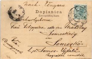 1900 Bzenec, Bisenz; Hlavní námestí / main square, church, shops. Leon Skály