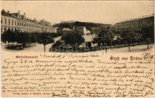 1900 Brno, Brünn; Getreidemarkt / street view, market. Verlag Ascher & Redlich + bilingual cancellation (EK)