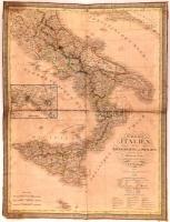 1829 Südliches Italien, Geograph Instituts, gyűrődésekkel, hajtásokkal, 57,5x44 cm