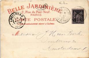 1900 Paris, Notre Dame, La Mode en 1790 / cathedral, French fashion in 1790. Art Nouveau, litho (EK)