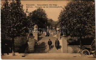 Tallinn, Reval; Harjuwärawa mäe trepp / Terrasse bei der Schmiedepforte / hill, stairs (from postcard booklet)