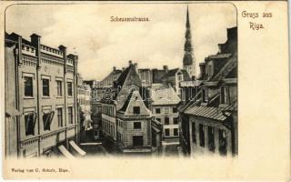 Riga, Scheunenstrasse / street view. Verlag C. Schulz (EK)