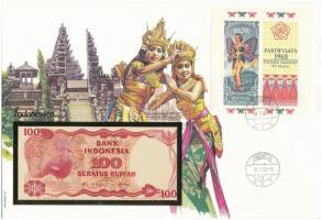 Indonézia 1984. 100R felbélyegzett borítékban, bélyegzéssel T:I  Indonesia 1984. 100 Rupiah in envelope with stamp and cancellation C:UNC