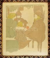 Rippl-Rónai József (1861-1927): Lugasban (Iparos család vasárnap), 1896. Színes litográfia, papír. J...