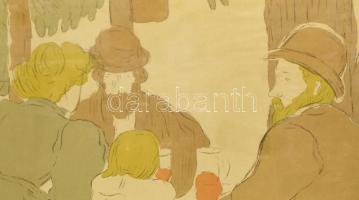 Rippl-Rónai József (1861-1927): Lugasban (Iparos család vasárnap), 1896. Színes litográfia, papír. J...