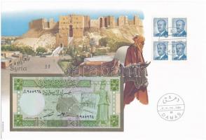 Szíria 1988. 5Ł borítékban, alkalmi bélyeggel és bélyegzéssel T:I  Syria 1988. 5 Pounds in envelope with stamps and cancellations C:UNC