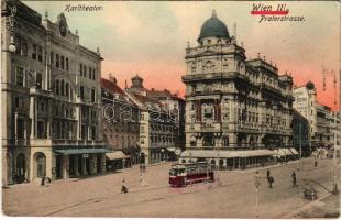 Wien, Vienna, Bécs II. Karltheater, Praterstrasse / street view, tram, theatre, shops (Rb)