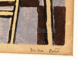 Zsille Győző (1925-2003): Szék virággal. Színes linómetszet, papír, kissé foltos. Jelzett, paszpartu...