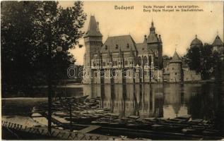 1910 Budapest XIV. Vajdahunyad vára a Városligetben, csónakok (EK)