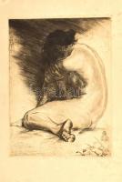 Ifj. Richter Aladár (1898-1950): Bánat. Rézkarc, papír, jelzett, kissé sérült és foltos, 33×24,5 cm
