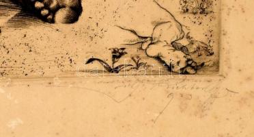 Ifj. Richter Aladár (1898-1950): Bánat. Rézkarc, papír, jelzett, kissé sérült és foltos, 33×24,5 cm