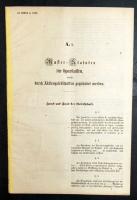 1865 Minta-alapszabály a részvénytársaságként megalakuló takarékpénztárak számára 26 oldalas német nyelvű nyomtatvány / Sample-satutes for savings banks 26 pages