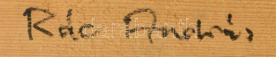 Rác András (1926-2013): Vetületek (1984), mozaik, 30x24 cm