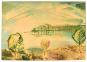 Somogyi Imre (1918-1999): Balaton, 1965. Akvarell, papír, jelzett, paszpartuban, 23,5×33,5 cm