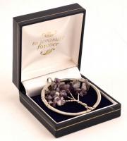 Ametiszt köves szerencsefa medál, dobozban, d: 5,5 cm