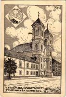 1929 Budapest II. A Ferenciek Margit körúti temploma és rendháza, művészlap s: Pethely (EK)