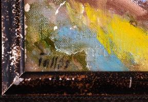 Tallós Ilona (1918-1991): Balatoni felhők. Olaj, vászon, jelzett. Sérült )helyenként festékhiánnyal)...