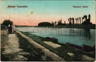 1910 Tiszaroff, Tisza-part, csónakok (fl)