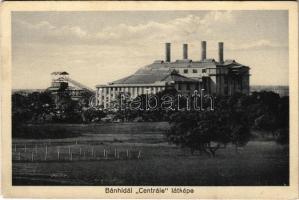 1930 Bánhida (Tatabánya), Centrálé látképe, erőmű. Krakovszky Andor felvétele + BUDAPEST - HEGYESHALOM 14 A vasúti mozgóposta bélyegző