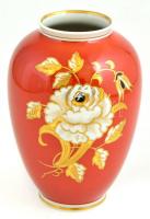 Wallendorfi porcelán váza, matricás/kézzel festett, jelzett, apró kopásokkal, m: 20 cm