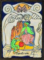 Batthyány jelzéssel: Színpadon. Olaj, karton. Kopott fa keretben. 40x30 cm