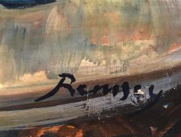 Remsey jelzéssel: Bárban. Olaj, farost, sérült. 72x61 cm