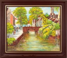 Tretter jelzéssel: Sétálók. Olaj, farost, fa keretben, 50×60 cm