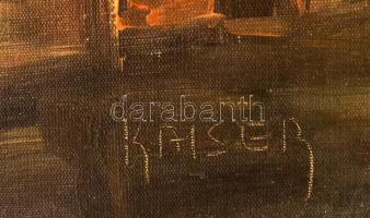 Kaiser jelzéssel: Lovaskocsi. Olaj, farost, fa keretben, 50×60 cm