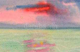 Cserepes 1942 Tihany jelzéssel: Balatoni fények. Akvarell, papír. Üvegezett fa keretben, 36×47 cm