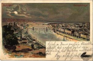 1899 (Vorläufer) Budapest, Dunapart éjjel. Kunstanstalt Kosmos S. IX. litho