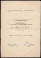 1959 Tanácsköztársasági emlékérem adományozó levél Dobi István államfő aláírásával gyűrődéssel