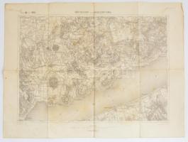 cca 1914 Nagyvázsony és Badacsonytomaj térképe, rajta a Balatonfelvidékkel, 1:75.000, K.u.K. Militärgeographisches Institut, hajtásnyomokkal, 38x51 cm