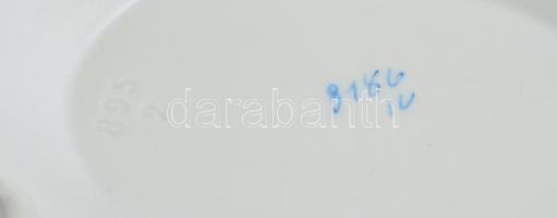 Virágmintás porcelán levesestál, matricás, jelzetlen, kopásokkal, 24x24x16 cm