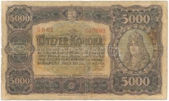 1923. 5000K Magyar Pénzjegynyomda Rt. Budapest T:III- Adamo K39