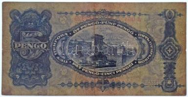 1928. 5P T:III,III- fo. Hungary 1928. 5 Pengő C:F,VG spotted Adamo P4