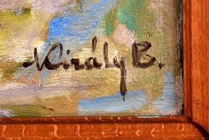 Király Béla (1902-1985): Fürdőző akt. Olaj, rétegelt lemez, jelzett, fa keretben , 59×49 cm