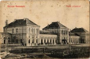 1910 Szatmárnémeti, Szatmár, Satu Mare; Vasúti pályaudvar, vasútállomás / railway station (szakadás / tear)