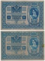 1902. 1000K felülbélyegzés nélkül + 1902. 1000K piros "Deutschösterreich" felülbélyegzésse...
