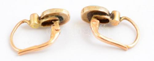 14K arany (Au) fülbevaló tűrkíz színű kővel 2,08g