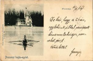 1898 (Vorläufer) Pozsony, Pressburg, Bratislava; Hajós egylet, evezős. Hardtmuth E. kiadása / rowing club with rower