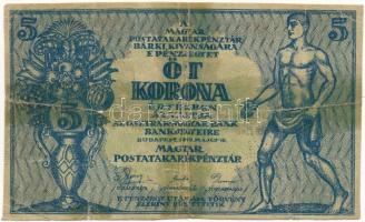 1919. 5K OSZTRÁK-MAGYAR BANK BANKJEGYEIRE T:III- ragasztások Adamo K8.1