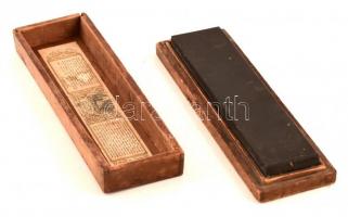 cca 1900 fenő kő fa dobozában 20x6 cm