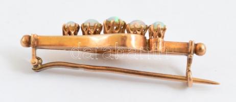 14 K arany (Au) bross, opálokkal, Jelzett. 4,16 g dobozzal