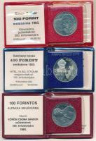 1983. 100Ft alpakka "Simon Bolivár" + 1983. 100Ft alpakka "Széchenyi István" mindegyik eredeti tokban, tanúsítvánnyal + 1984. 100Ft alpakka "Kőrösi Csoma Sándor", mindegyik eredeti tokban, tanúsítvánnyal T:BU Adamo EM73, EM75, EM78