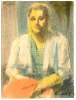 Bernáth Aurél jelzéssel: Férfi portré. Kétoldalas mű. hátoldala női akt. Vegyes technika, papír, lap alján apró szakadással, hátoldalán ragasztás nyomaival, 42x30,5 cm