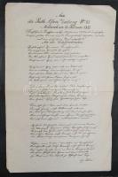 1854 Vers kézirata a Pesth-Ofner Zeitung-ból: An die Waffenbrüder