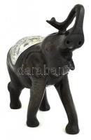 Elefánt szobor, műgyanta fém rátéttel, m: 23 cm